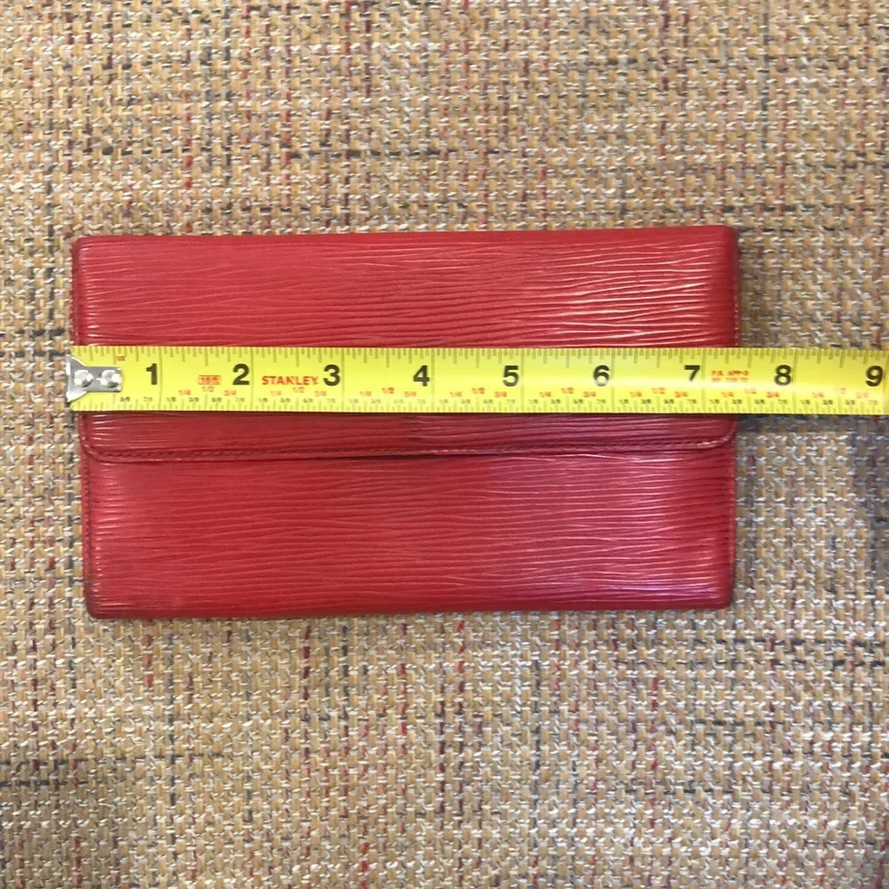 LOUIS VUITTON Sarah International Wallet RED EPI Leather Trifold Full Length